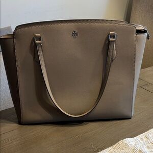Tory Burch Taupe/gray Emerson Leather Tote
